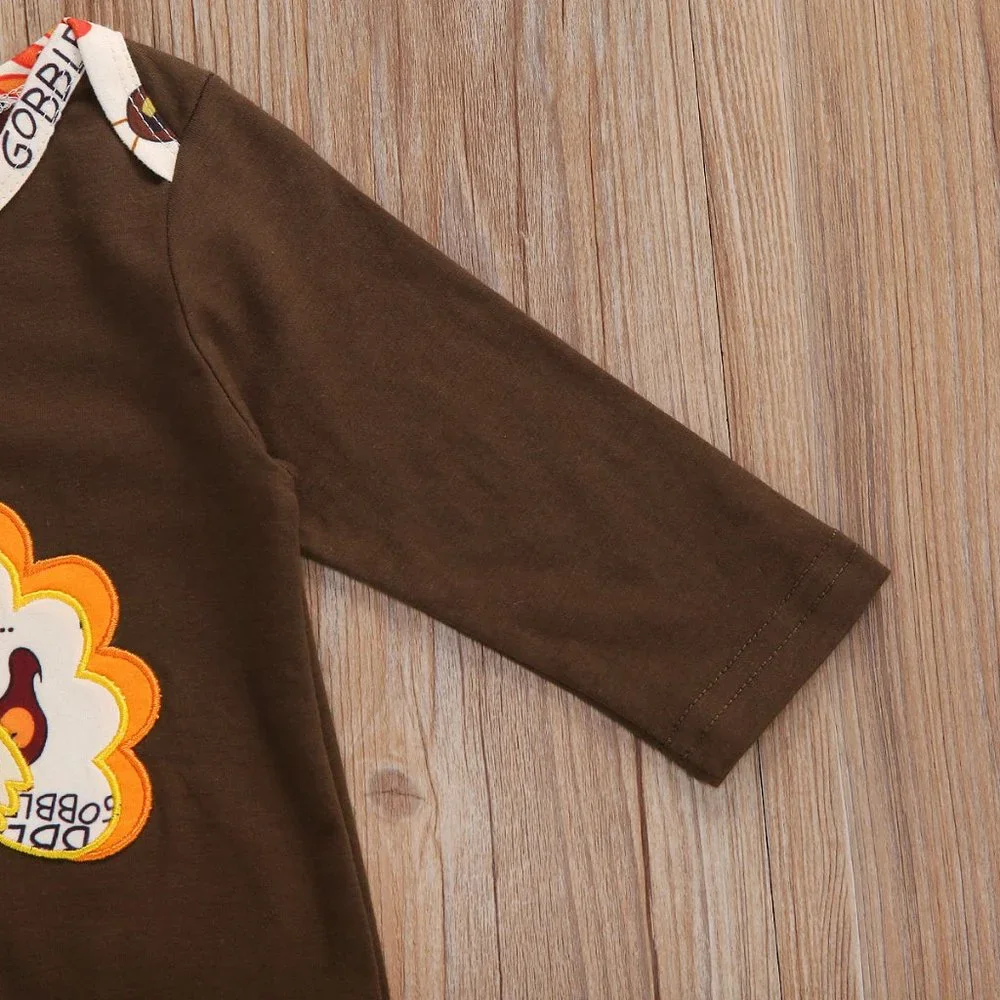 Thanksgiving Turkey Baby Girls Ruffle Romper
